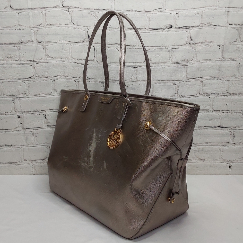 HENRI BENDEL LARGE 'METALLIC' LEATHER TOTE BAG STUDDED SIDES - Picture 4 of 16